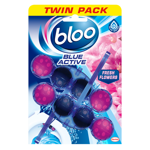 BLOO SOLID RIM COLOUR ACTIVE BLUE WATER FRESH FLOWER TWIN PACK 2X50G